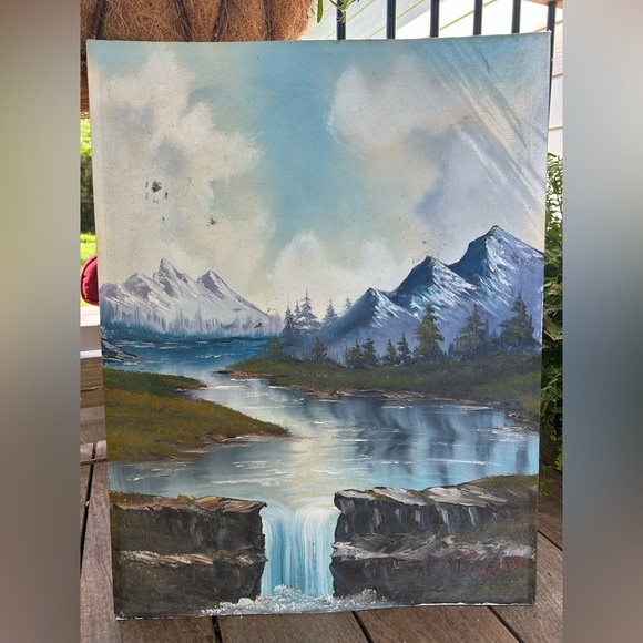 Vintage Oil Painting Edward Currier Nature Scene Mountain View 18”x24” Wall Art - Picture 2 of 10